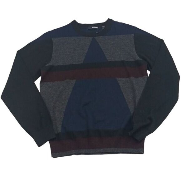 Murano Sweater Multicolor Crew Neck Knit Geometric Mens Size Medium - Picture 1 of 5